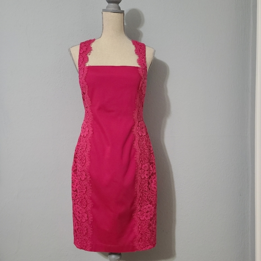 Aidan Mattox Lace Fushia Dress‎ Size 8